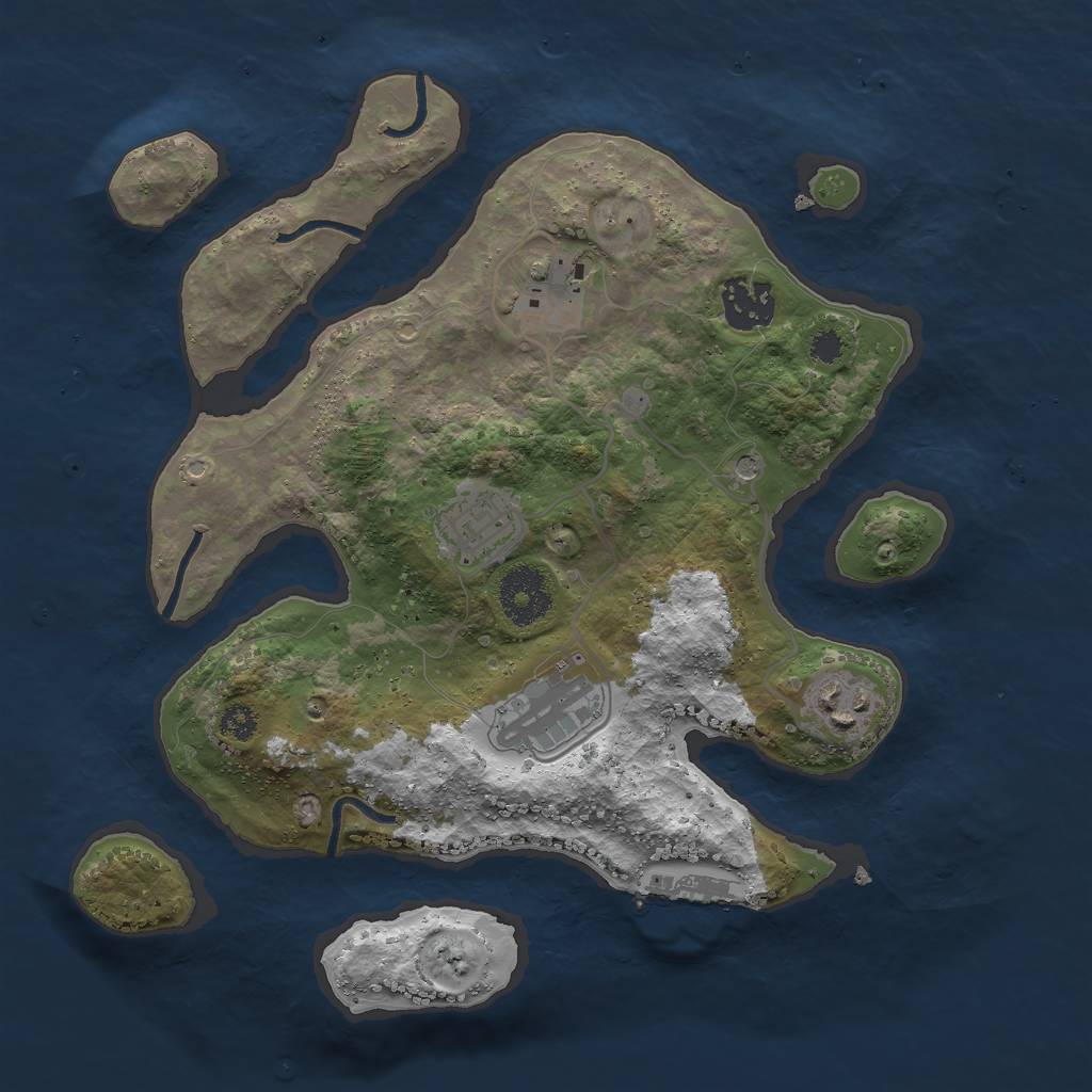 Rust Map: Procedural Map, Size: 3000, Seed: 12344, 9 Monuments