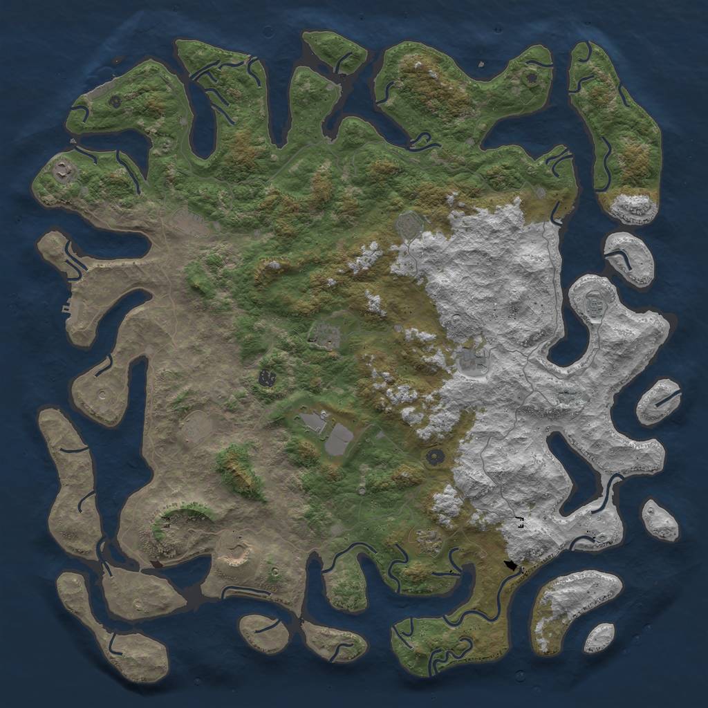 Rust Map: Procedural Map, Size: 6000, Seed: 151563, 16 Monuments