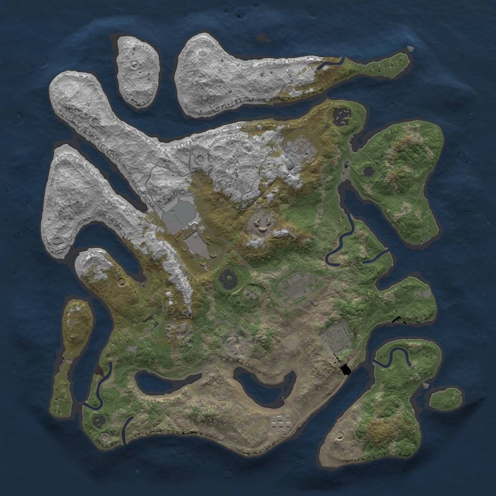 Rust Map: Procedural Map, Size: 3850, Seed: 862398208, 11 Monuments