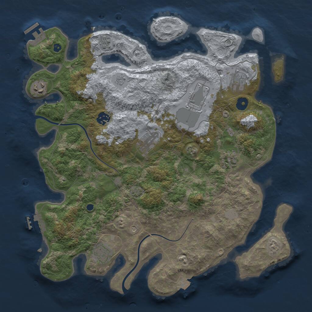 Rust Map: Procedural Map, Size: 3750, Seed: 2094391853, 14 Monuments