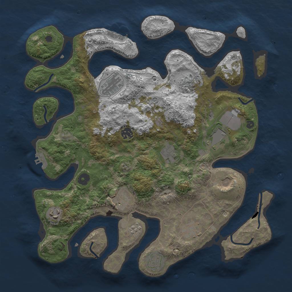 Rust Map: Procedural Map, Size: 3750, Seed: 2094391853, 16 Monuments