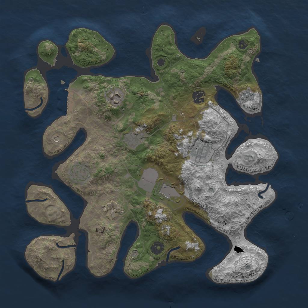 Rust Map: Procedural Map, Size: 3500, Seed: 517754, 12 Monuments