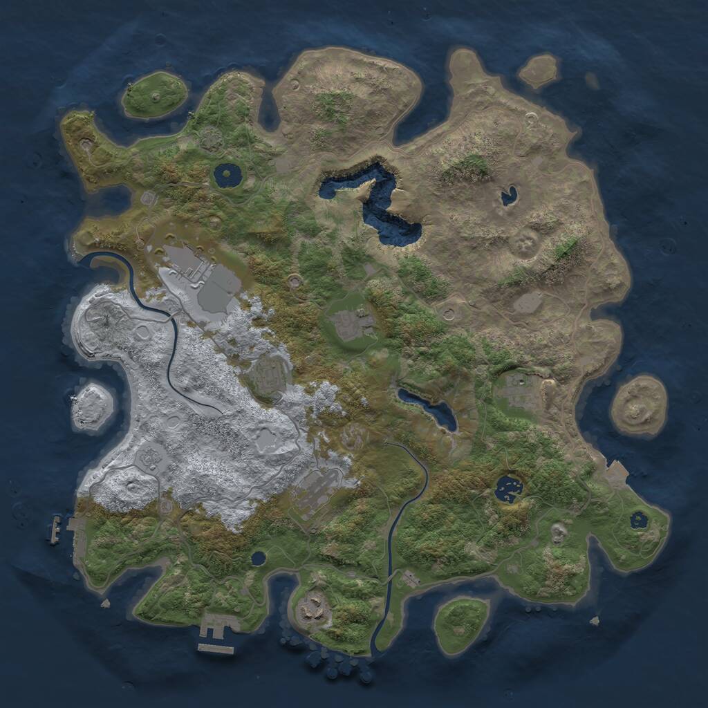 Rust Map: Procedural Map, Size: 4000, Seed: 608289915, 13 Monuments