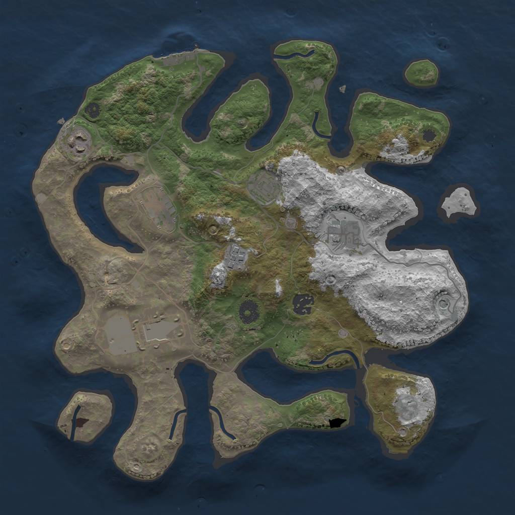 Rust Map: Procedural Map, Size: 3500, Seed: 447346, 11 Monuments