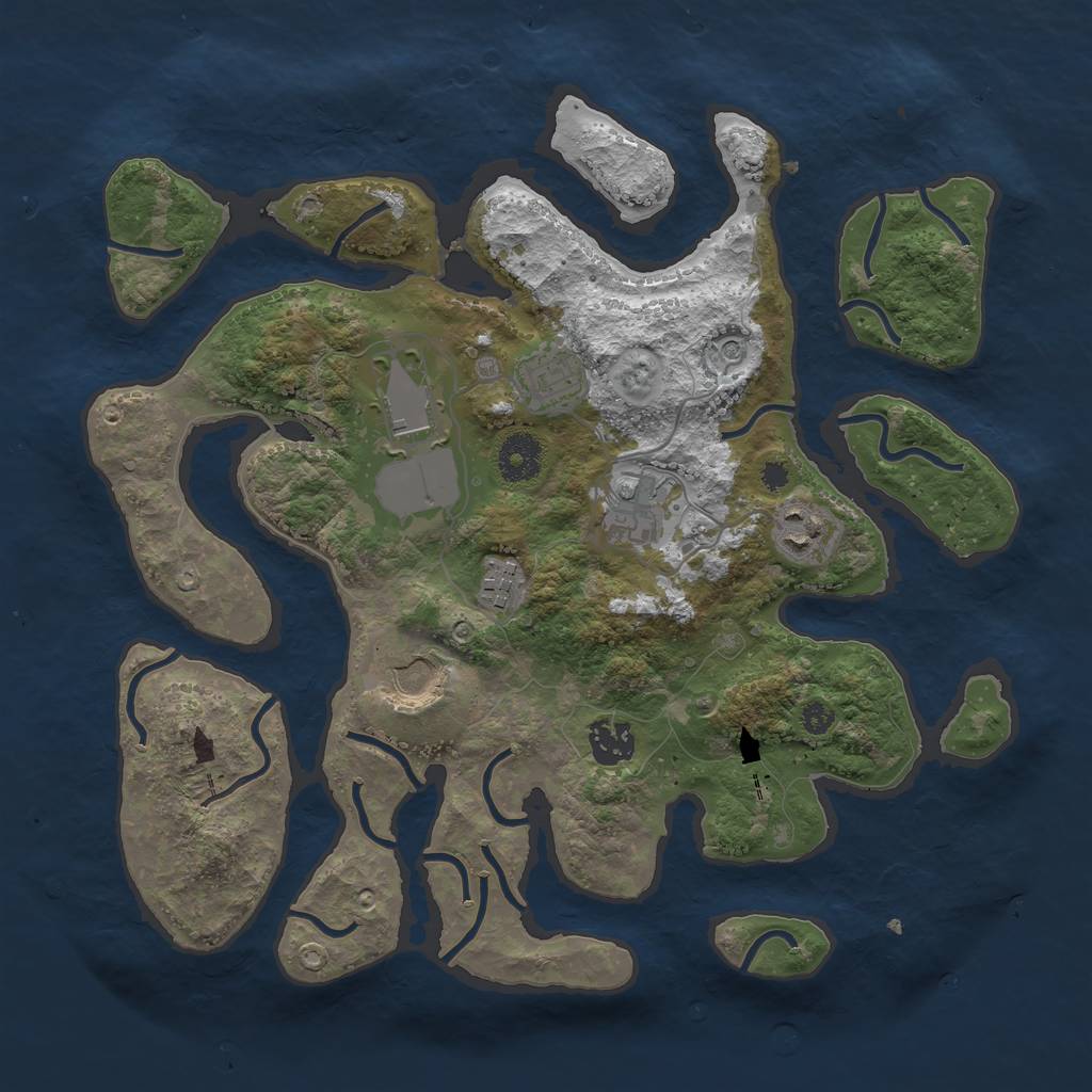 Rust Map: Procedural Map, Size: 3500, Seed: 569317, 10 Monuments