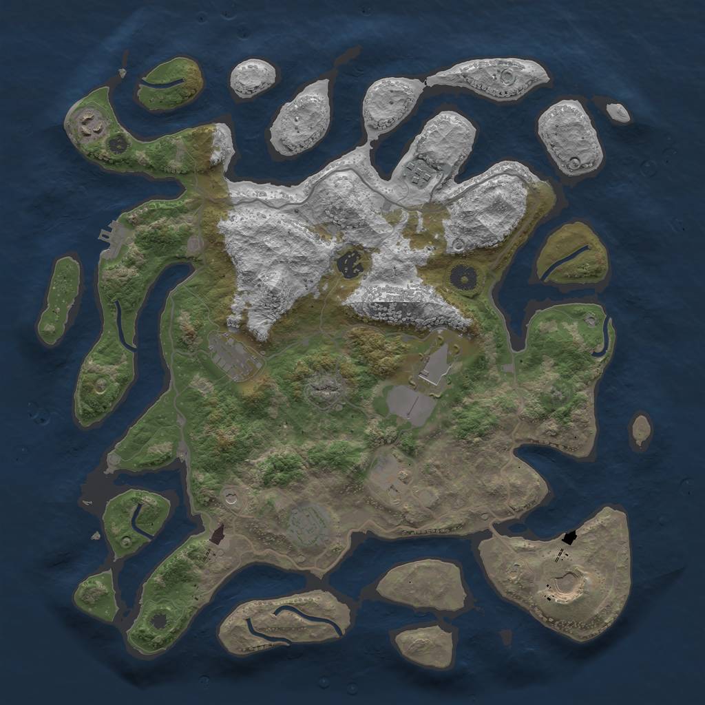 Rust Map: Procedural Map, Size: 4000, Seed: 16105498, 12 Monuments