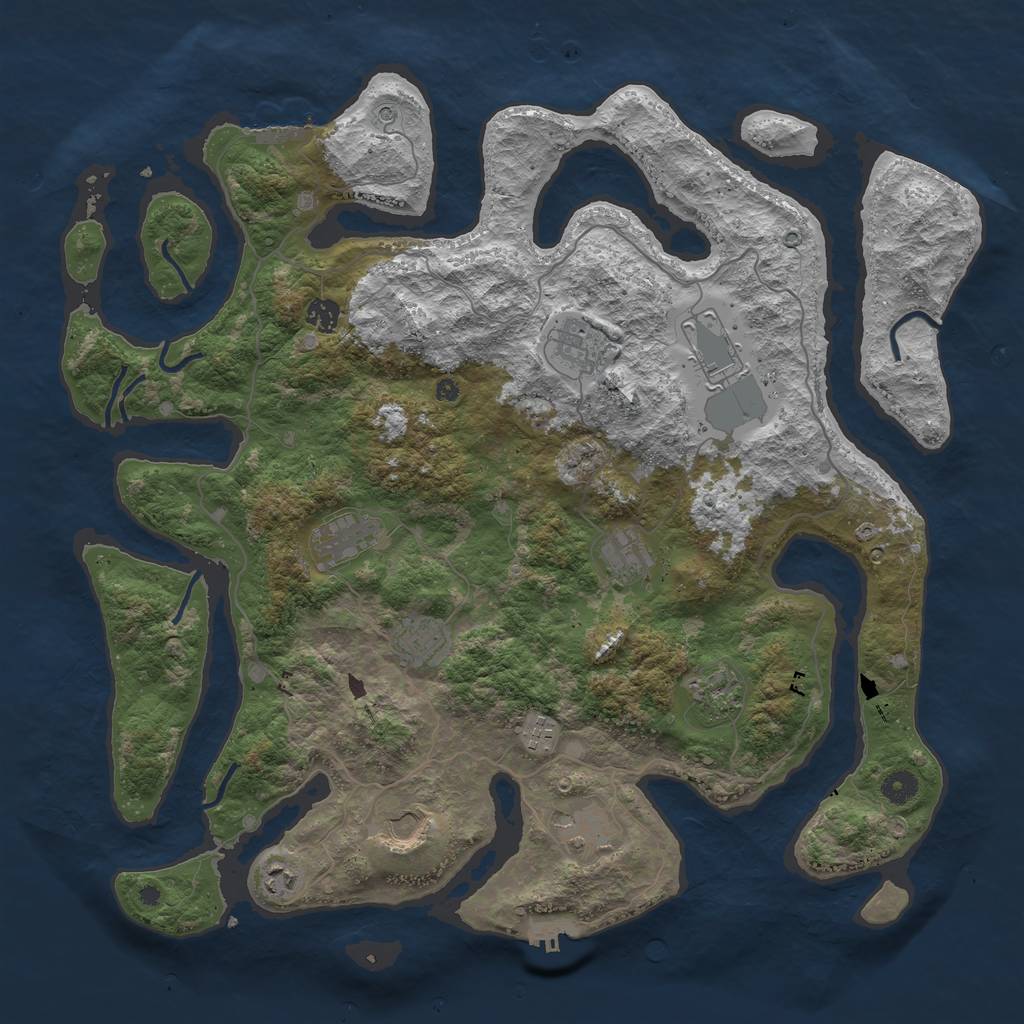 Rust Map: Procedural Map, Size: 4500, Seed: 818498482, 16 Monuments