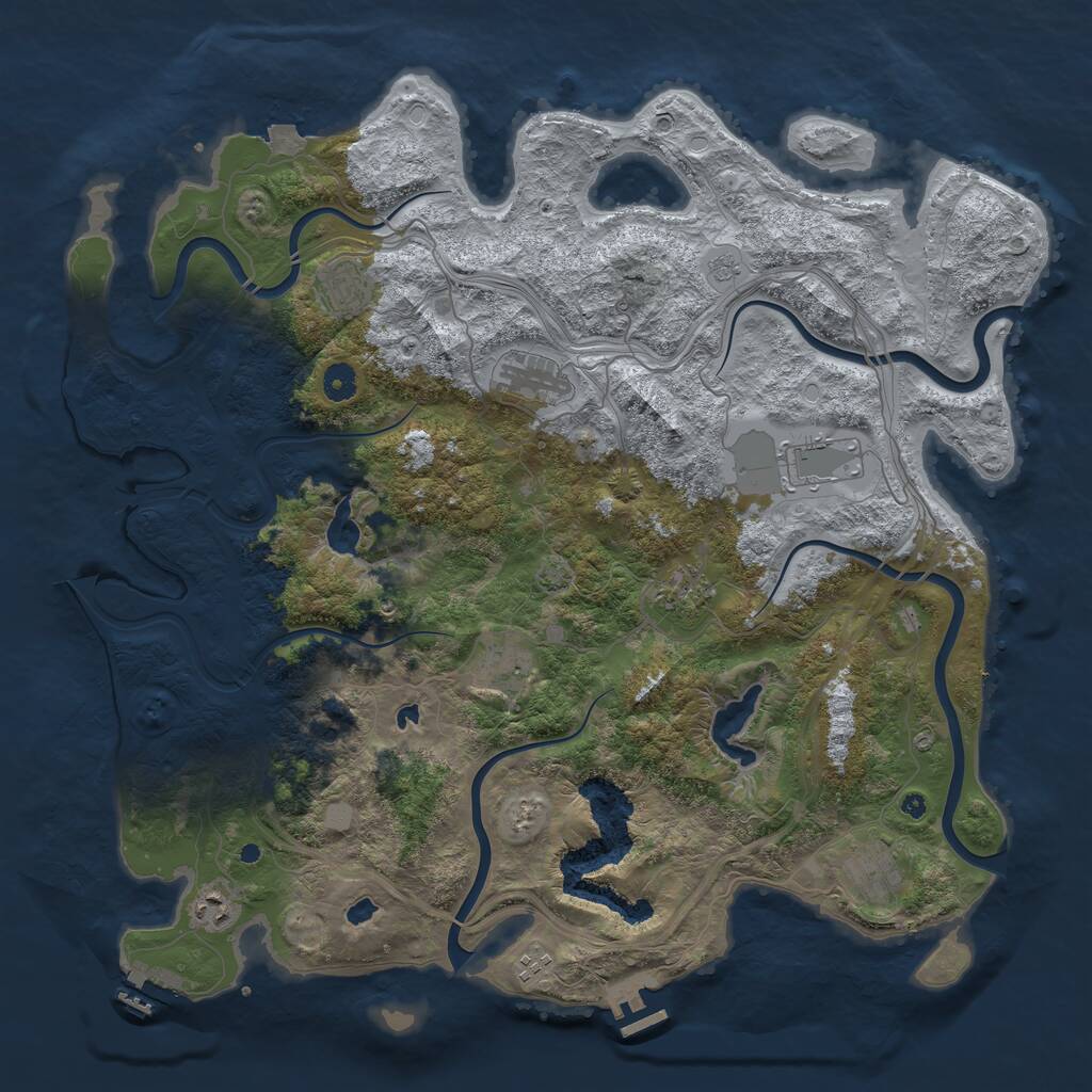 Rust Map: Procedural Map, Size: 4500, Seed: 818498482, 14 Monuments