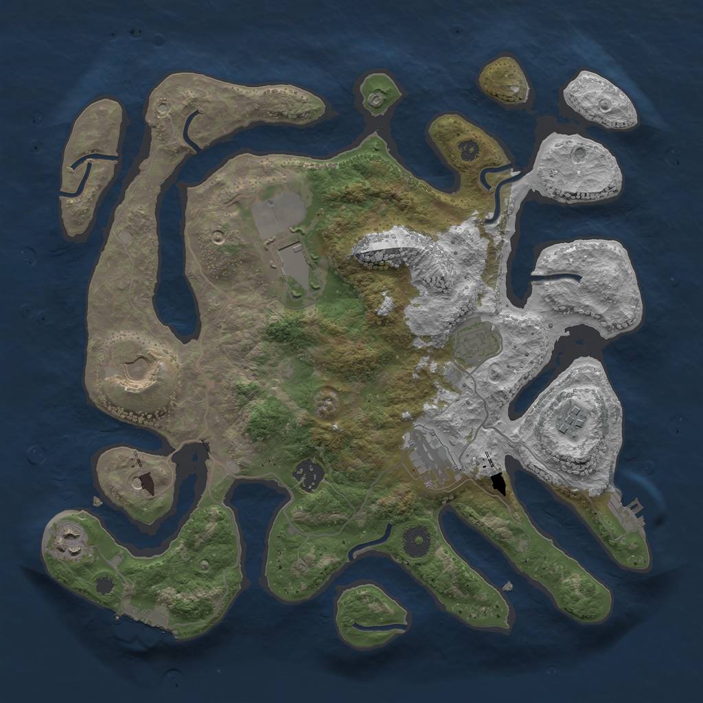 Rust Map: Procedural Map, Size: 3500, Seed: 624341, 12 Monuments