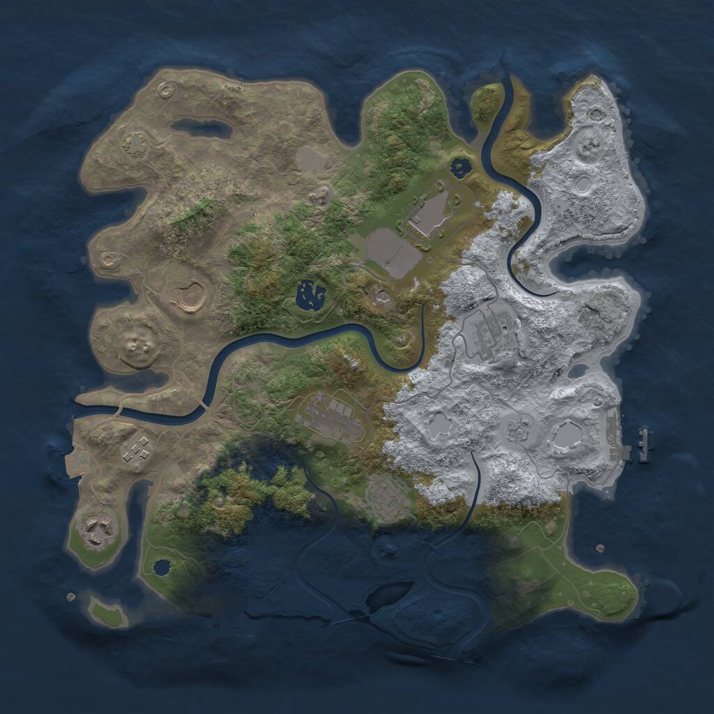 Rust Map: Procedural Map, Size: 3500, Seed: 950595, 14 Monuments