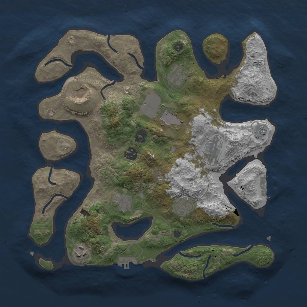 Rust Map: Procedural Map, Size: 3500, Seed: 950595, 14 Monuments