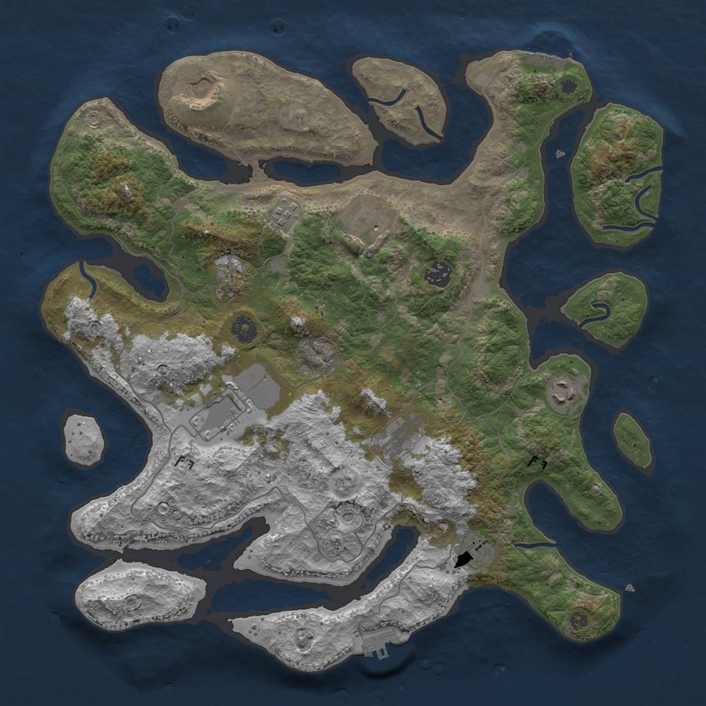 Rust Map: Procedural Map, Size: 4000, Seed: 290652, 14 Monuments