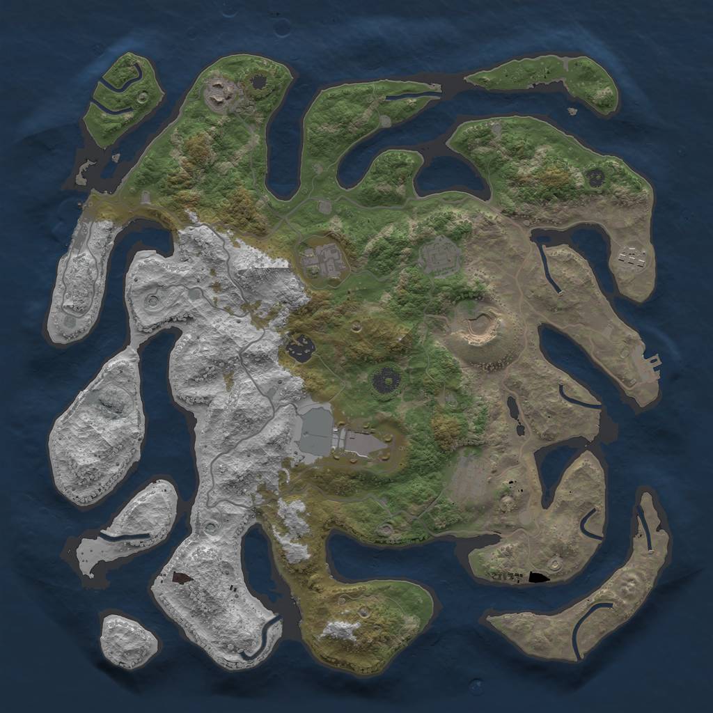 Rust Map: Procedural Map, Size: 4000, Seed: 346636, 13 Monuments