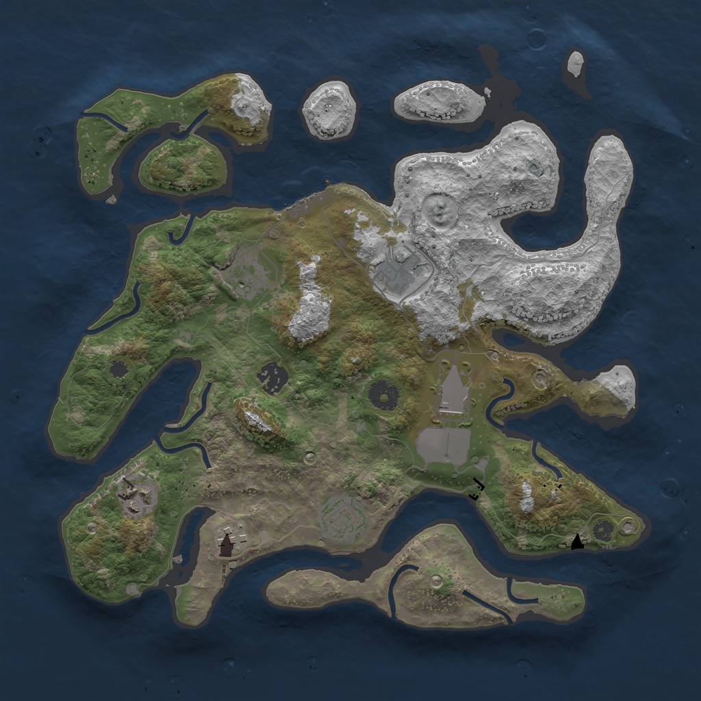 Rust Map: Procedural Map, Size: 3500, Seed: 393730, 10 Monuments