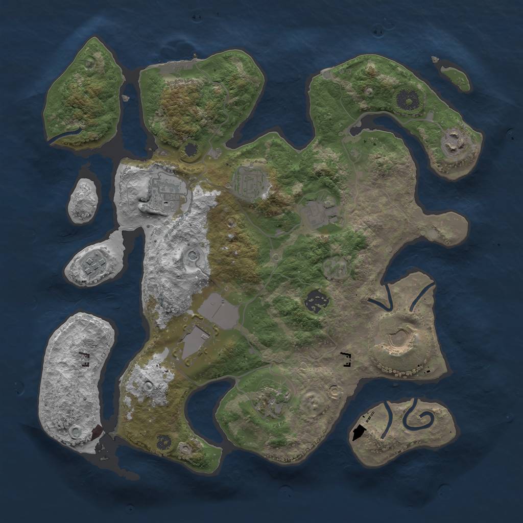 Rust Map: Procedural Map, Size: 3500, Seed: 485667, 13 Monuments