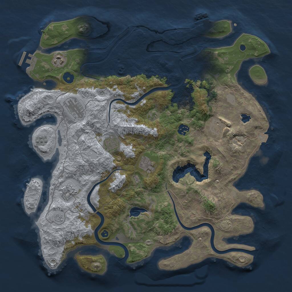 Rust Map: Procedural Map, Size: 4000, Seed: 646995, 14 Monuments