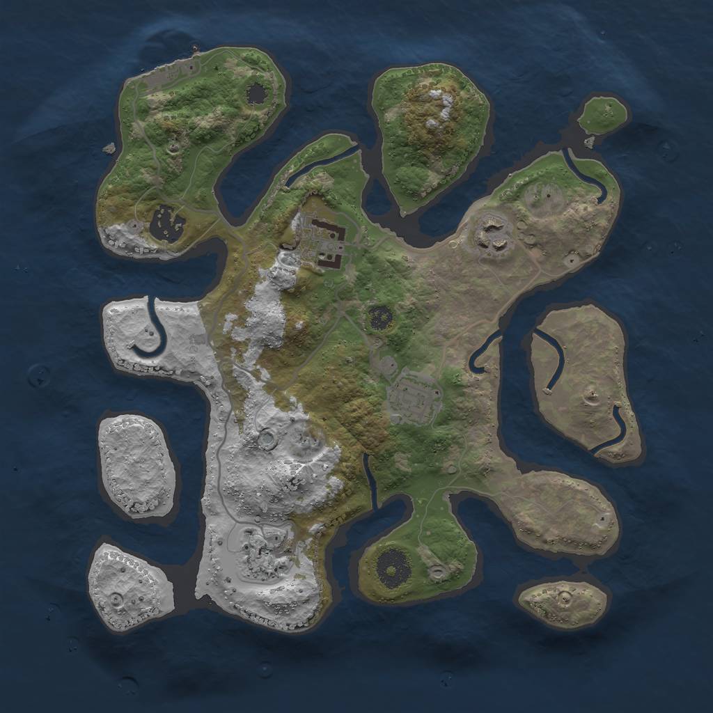 Rust Map: Procedural Map, Size: 3000, Seed: 801918382, 8 Monuments