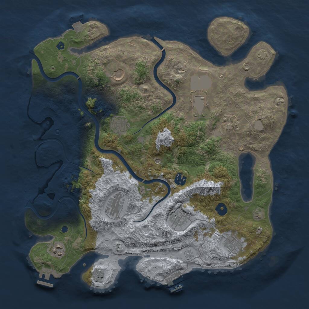 Rust Map: Procedural Map, Size: 3875, Seed: 1721824065, 16 Monuments