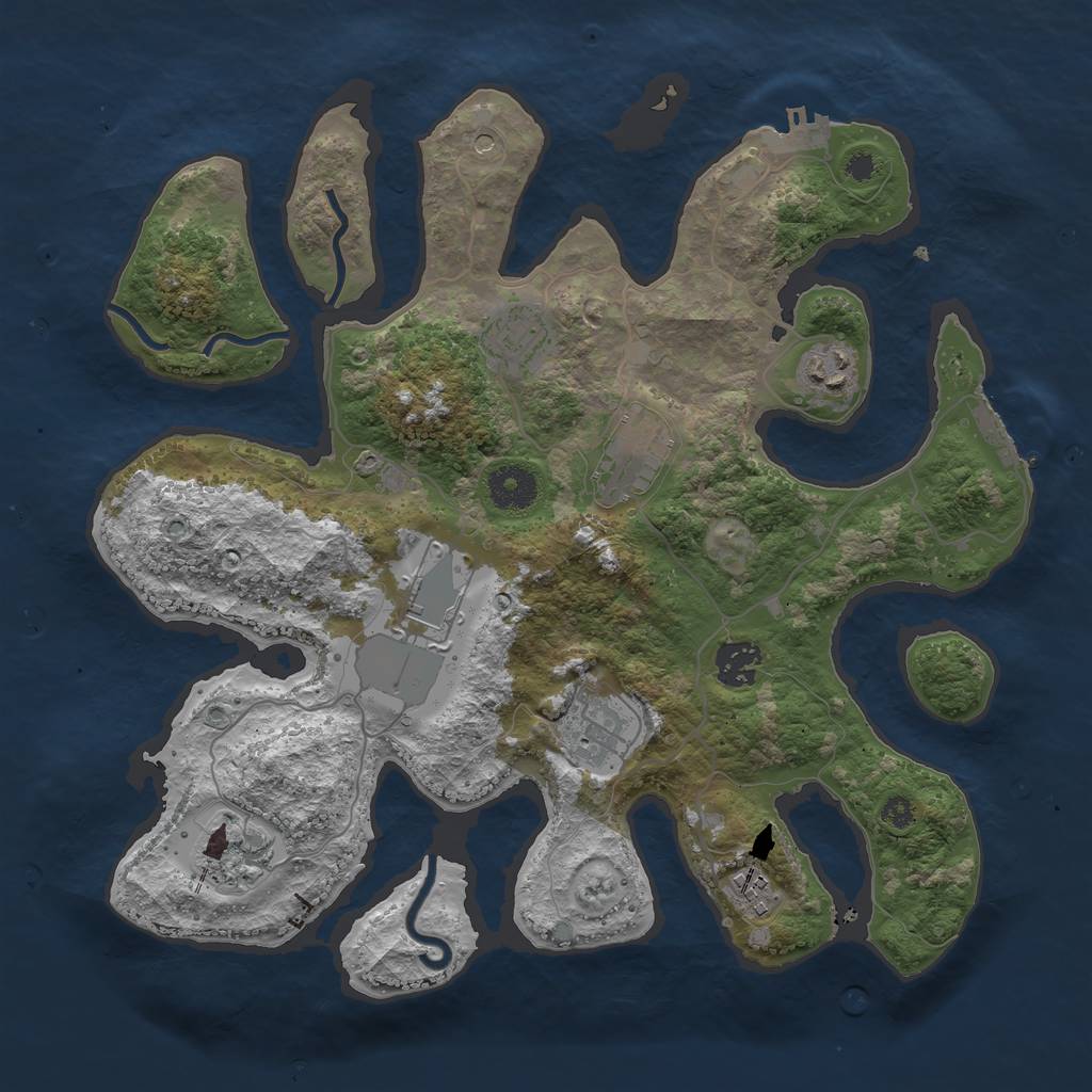 Rust Map: Procedural Map, Size: 3500, Seed: 282313, 13 Monuments