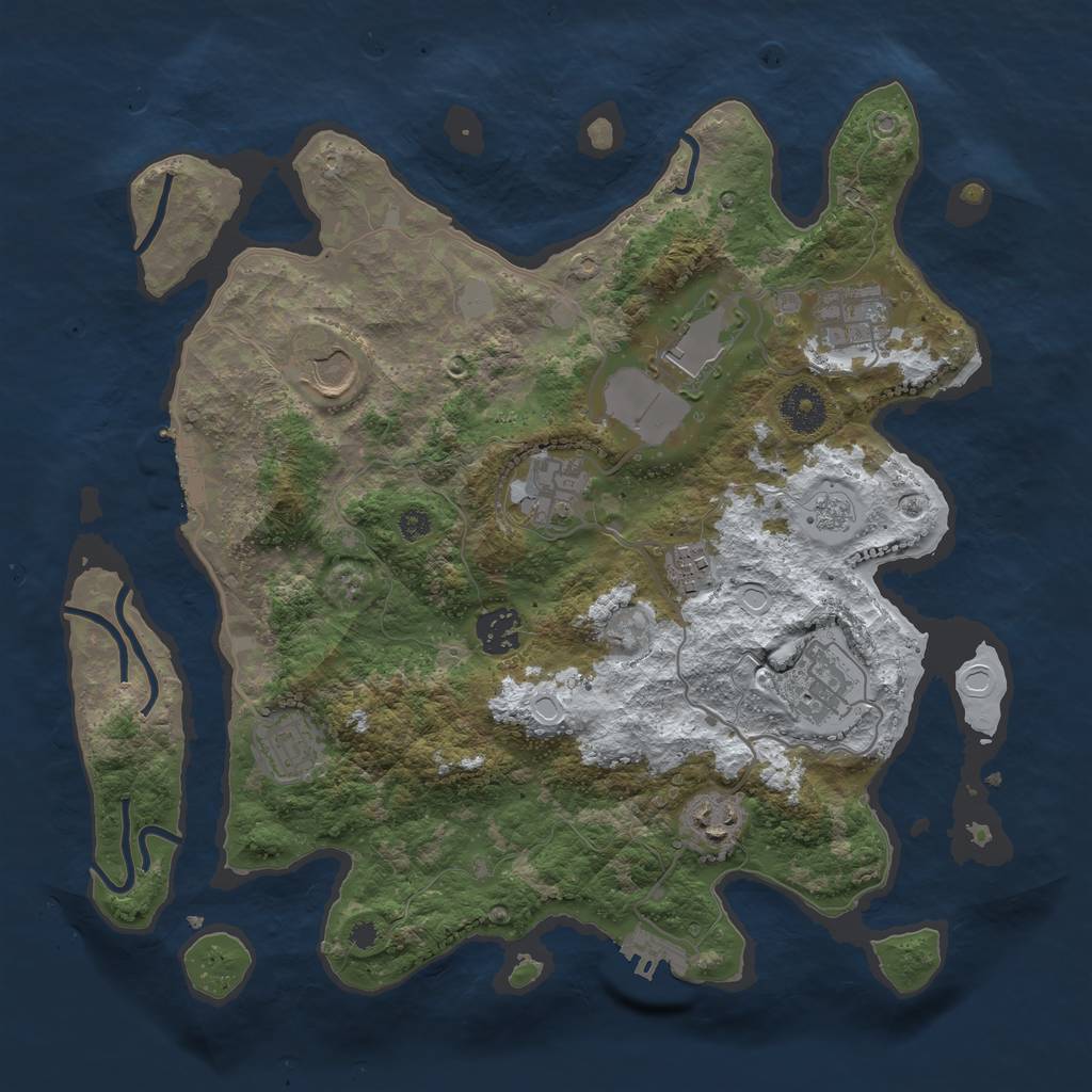 Rust Map: Procedural Map, Size: 3500, Seed: 604113, 17 Monuments