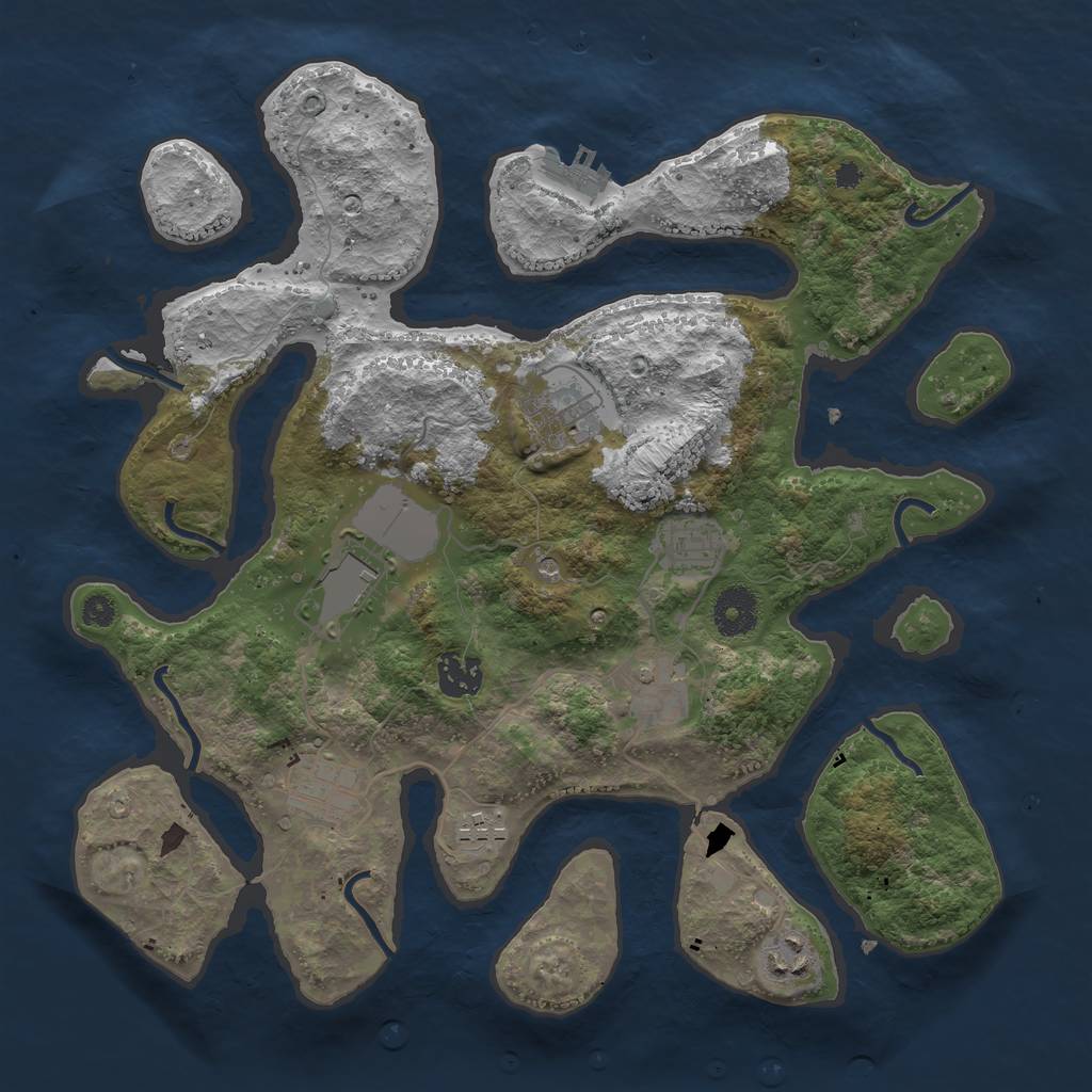 Rust Map: Procedural Map, Size: 3500, Seed: 668789, 12 Monuments