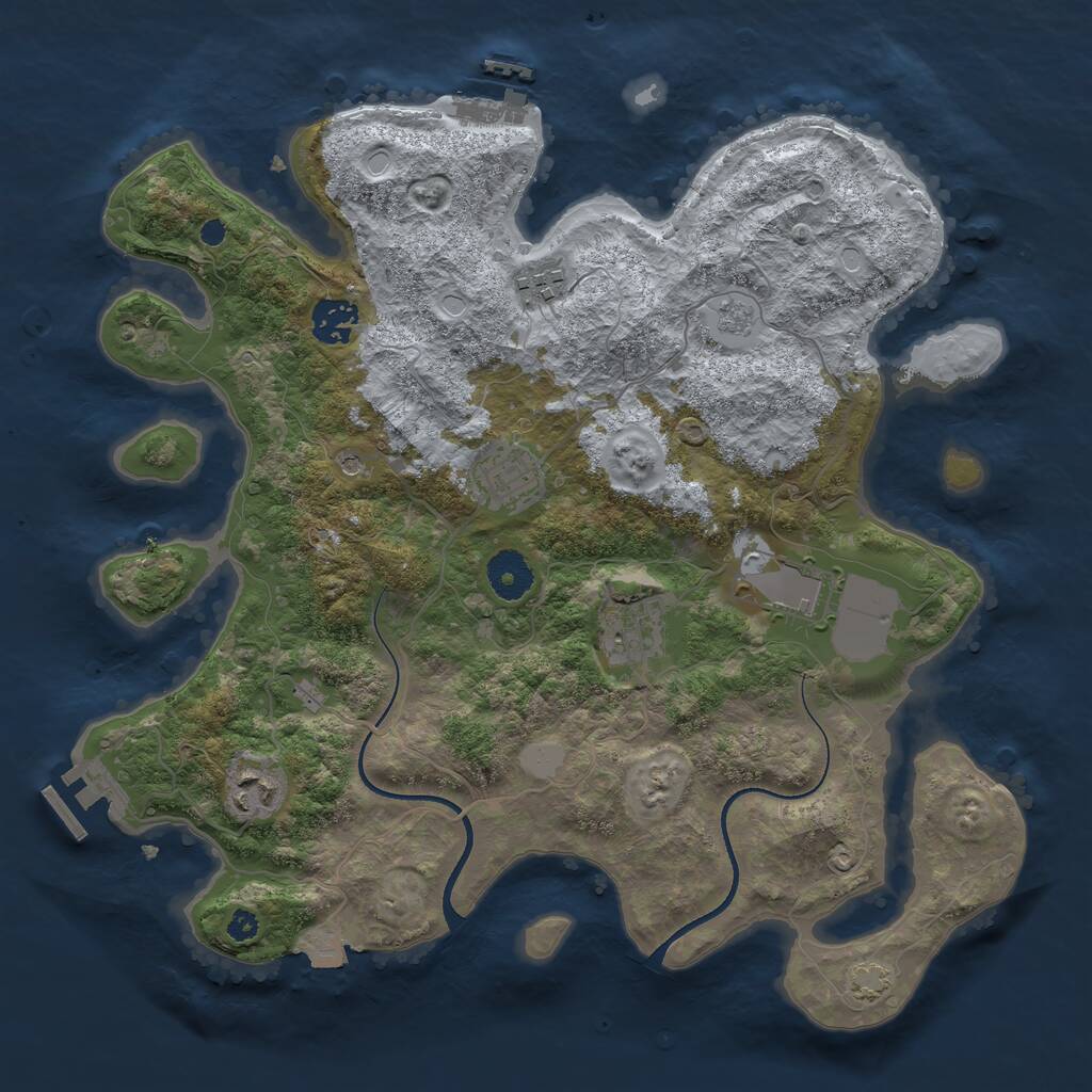 Rust Map: Procedural Map, Size: 3500, Seed: 615495191, 12 Monuments