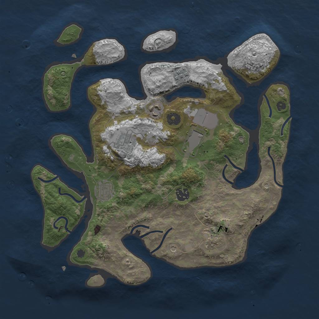 Rust Map: Procedural Map, Size: 3500, Seed: 206860, 10 Monuments