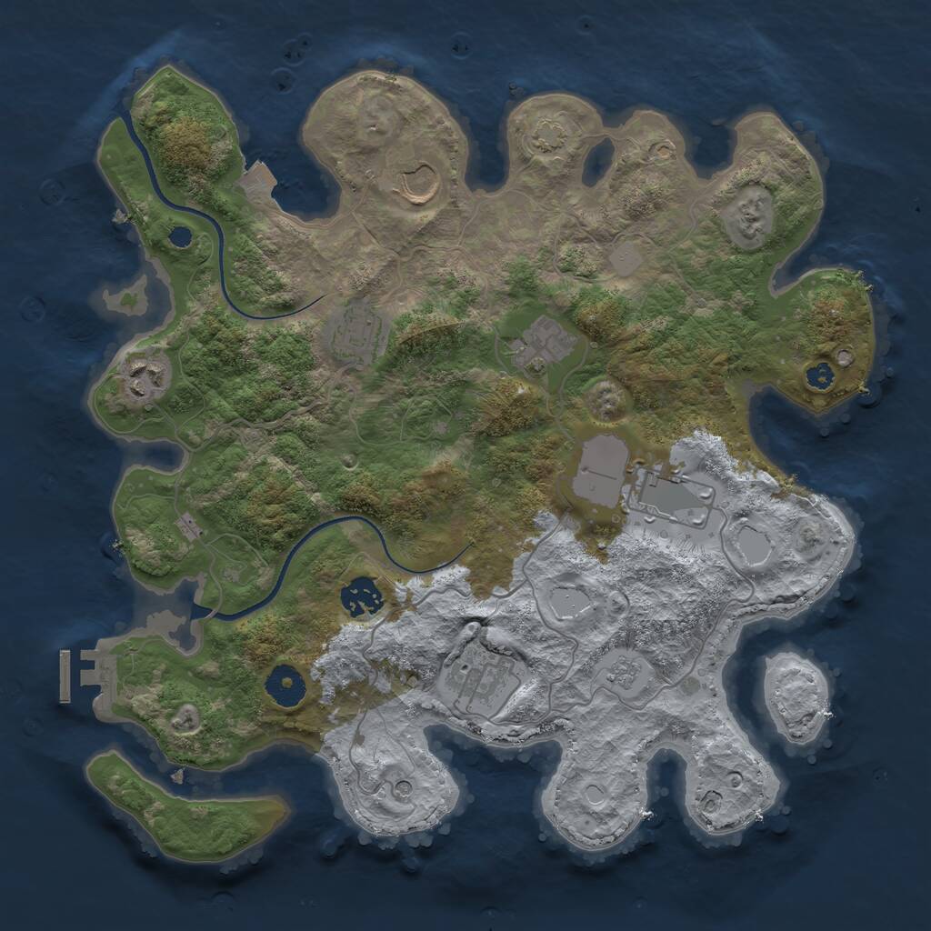 Rust Map: Procedural Map, Size: 3500, Seed: 923492, 12 Monuments