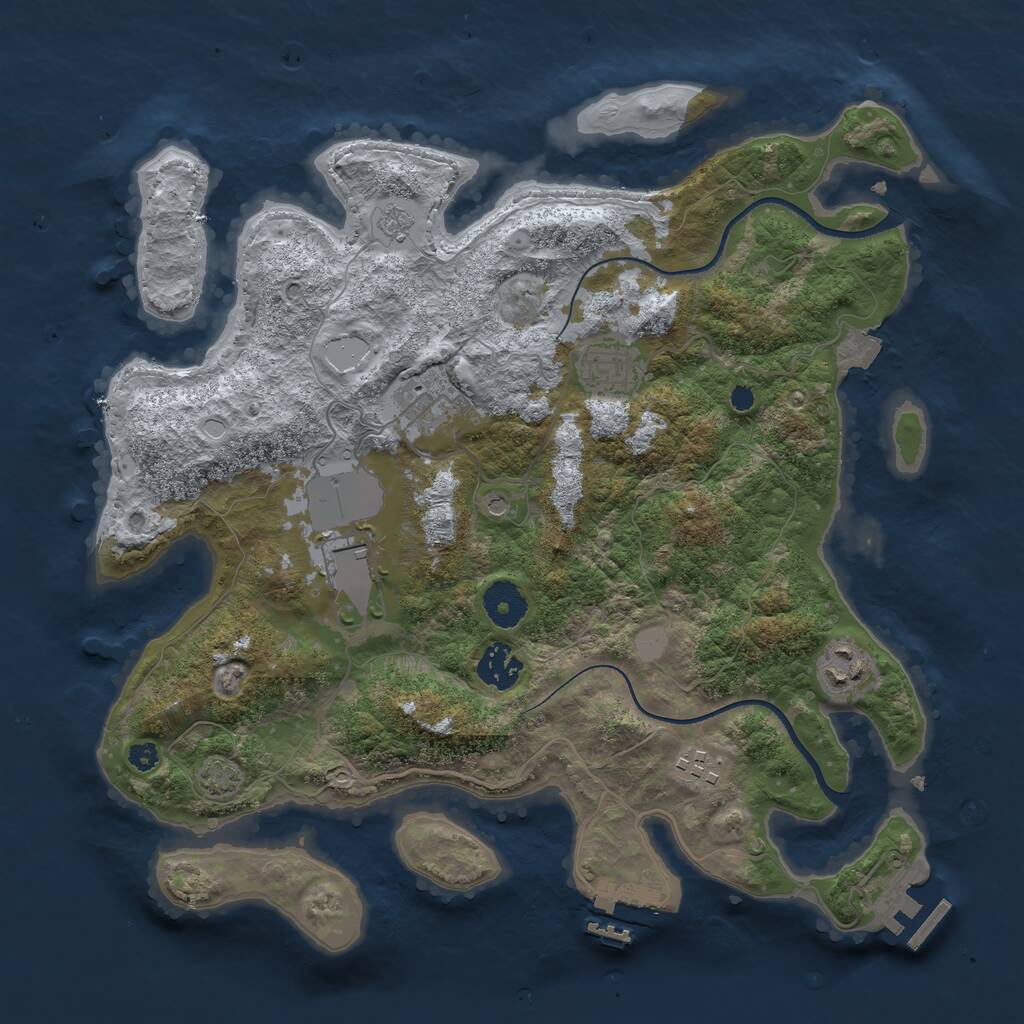 Rust Map: Procedural Map, Size: 3500, Seed: 347028, 12 Monuments