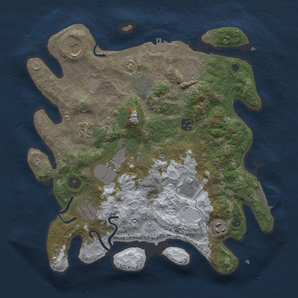 Rust Map: Procedural Map, Size: 3500, Seed: 711157, 18 Monuments