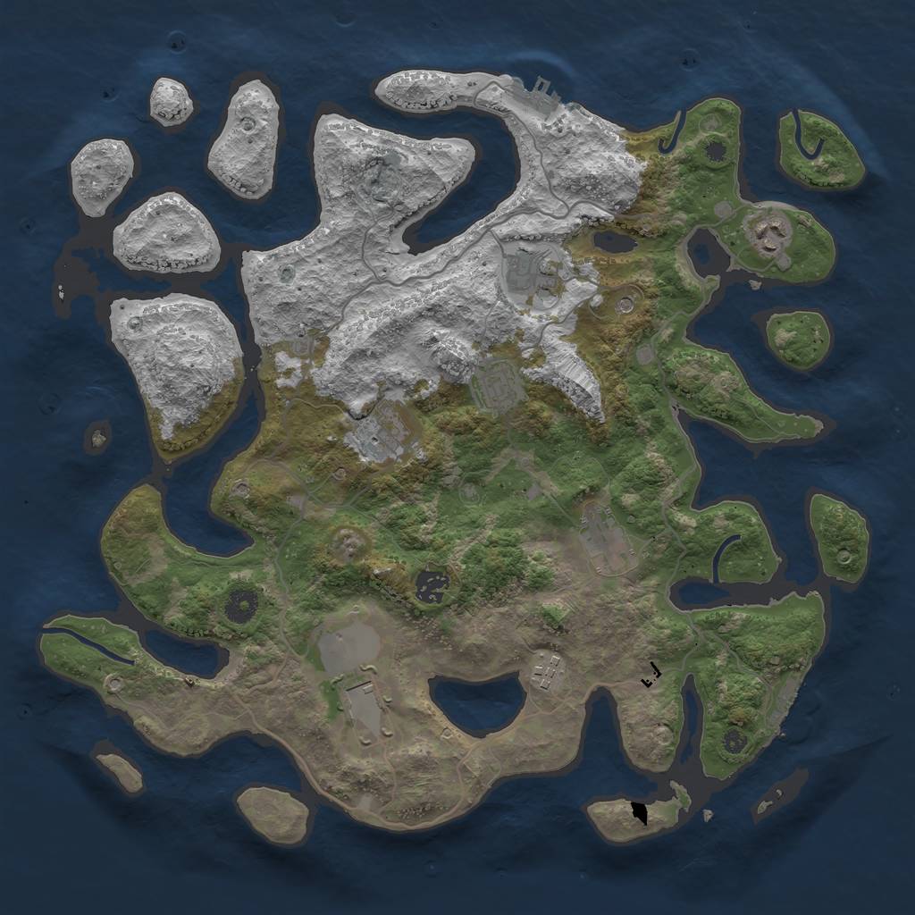 Rust Map: Procedural Map, Size: 4000, Seed: 644589, 13 Monuments