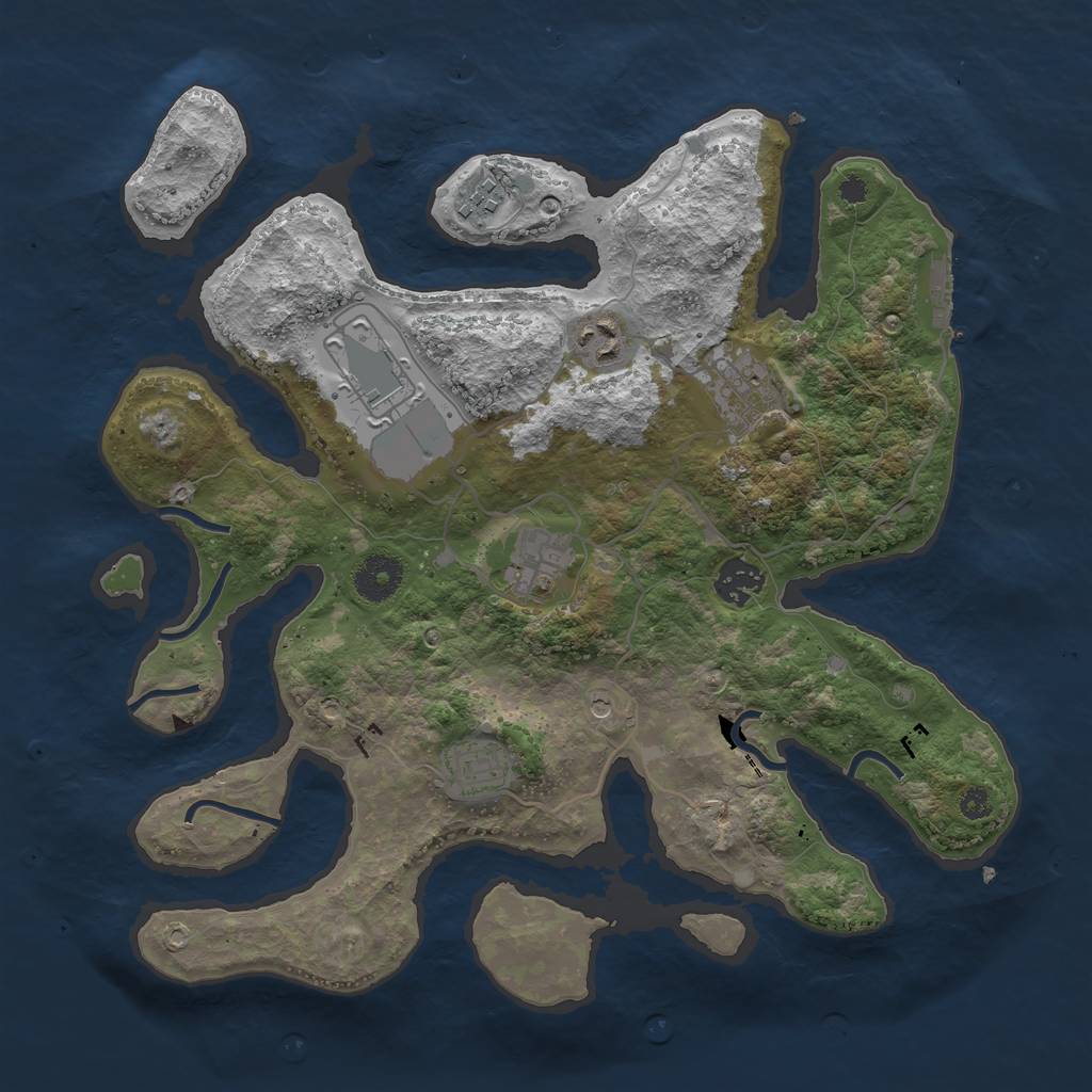 Rust Map: Procedural Map, Size: 3500, Seed: 1987, 11 Monuments