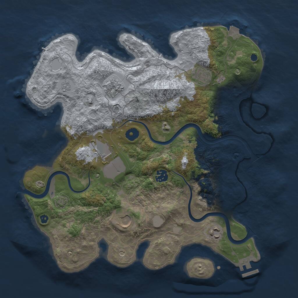 Rust Map: Procedural Map, Size: 3500, Seed: 690737, 12 Monuments