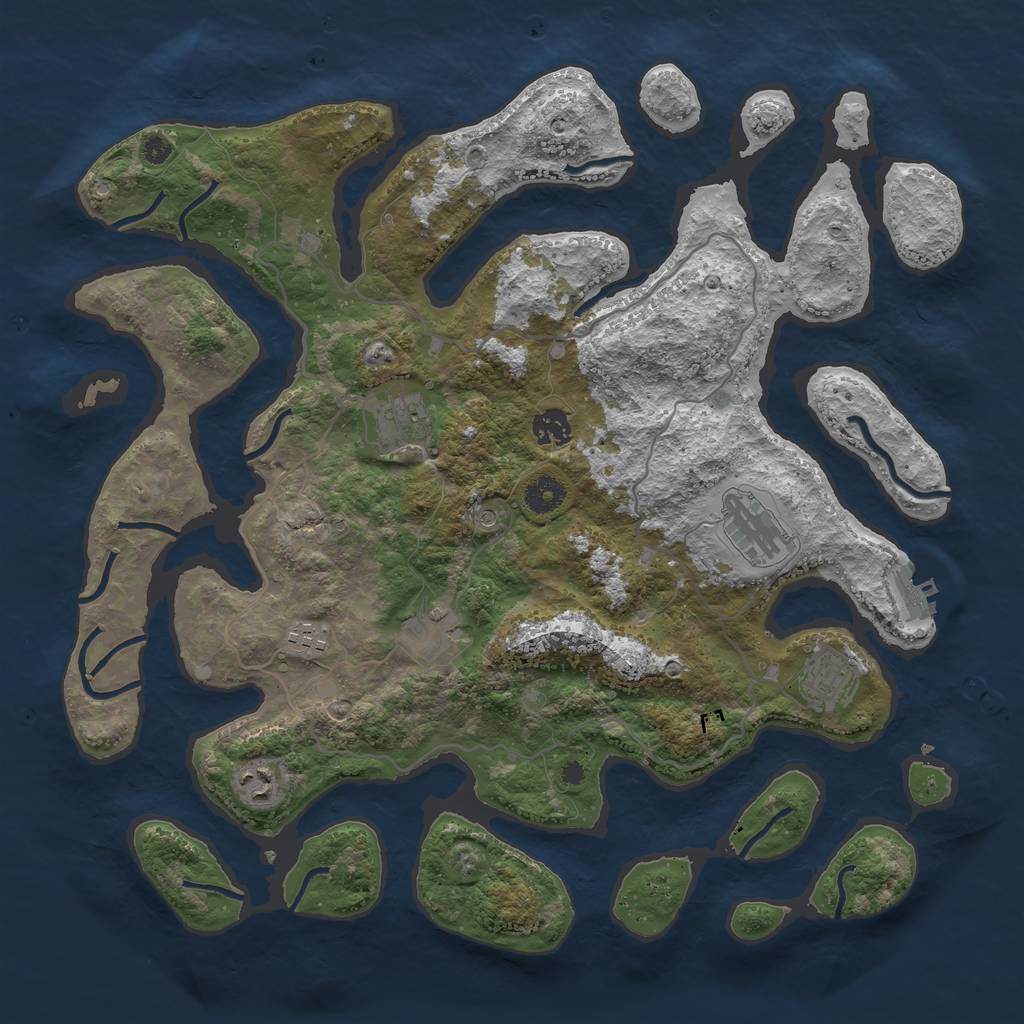 Rust Map: Procedural Map, Size: 4000, Seed: 133946, 11 Monuments