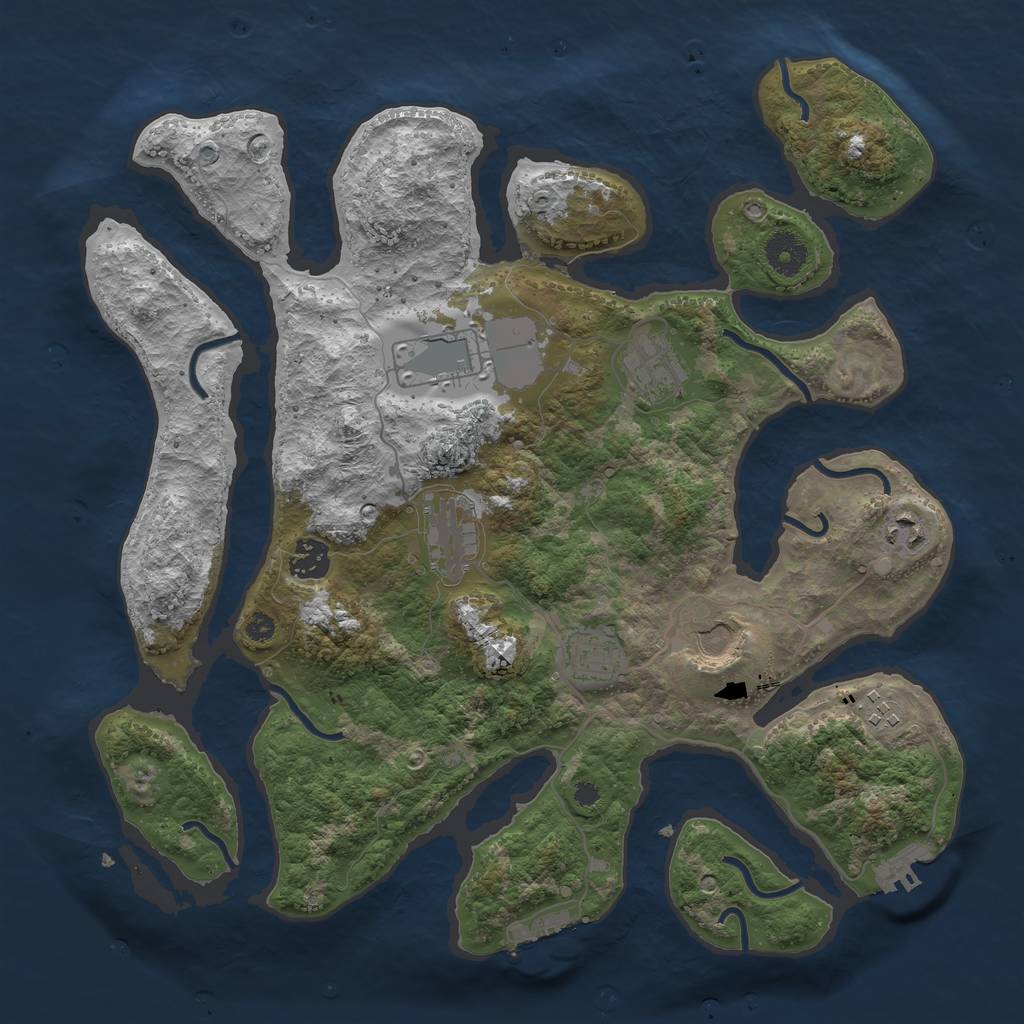 Rust Map: Procedural Map, Size: 3700, Seed: 1616797086, 12 Monuments