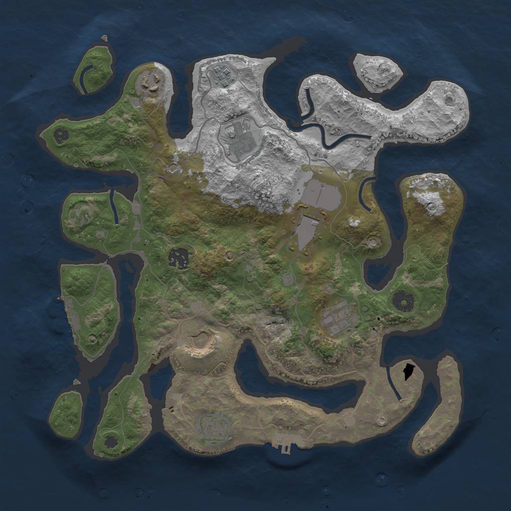 Rust Map: Procedural Map, Size: 3500, Seed: 143232, 13 Monuments