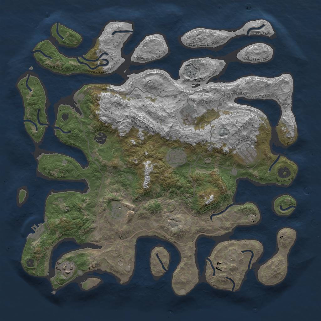 Rust Map: Procedural Map, Size: 4000, Seed: 12357, 11 Monuments