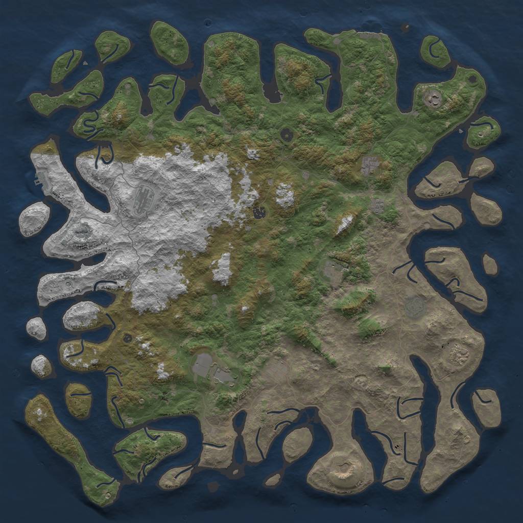 Rust Map: Procedural Map, Size: 6000, Seed: 200000007, 16 Monuments