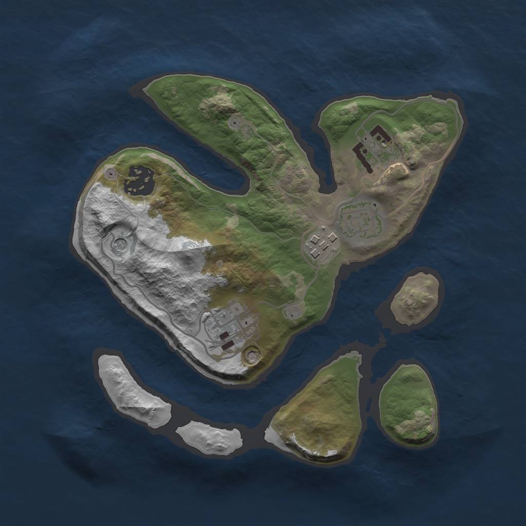 Rust Map: Barren, Size: 2500, Seed: 36, 8 Monuments