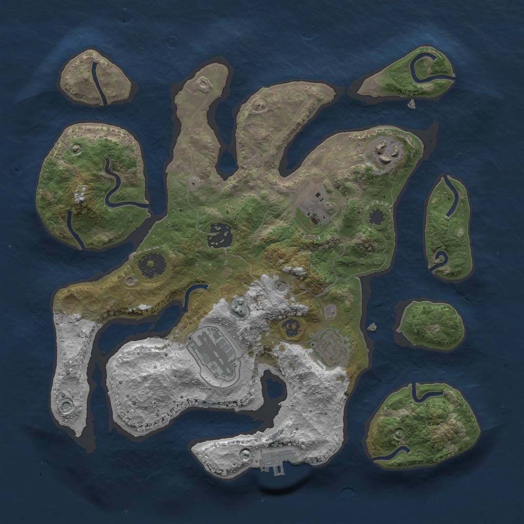 Rust Map: Procedural Map, Size: 3000, Seed: 384131770, 9 Monuments