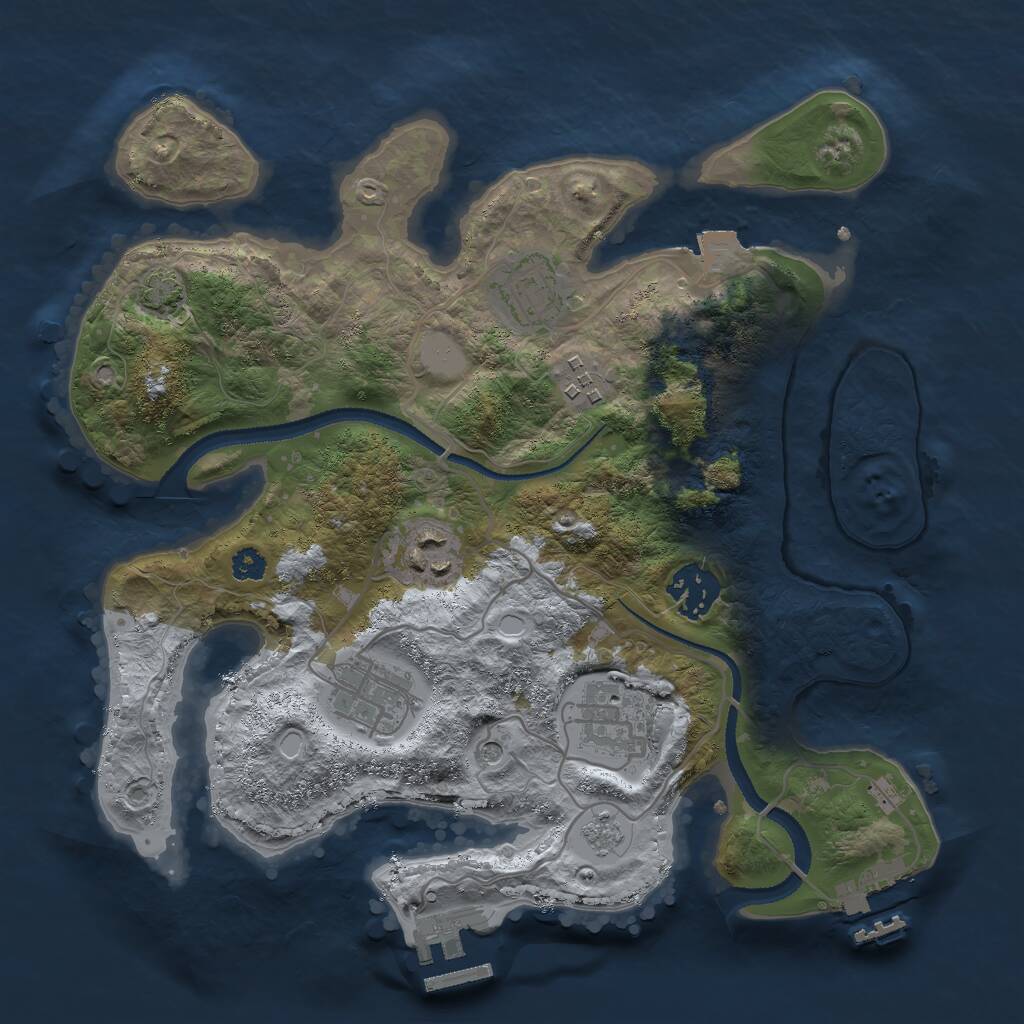 Rust Map: Procedural Map, Size: 3000, Seed: 384131770, 12 Monuments
