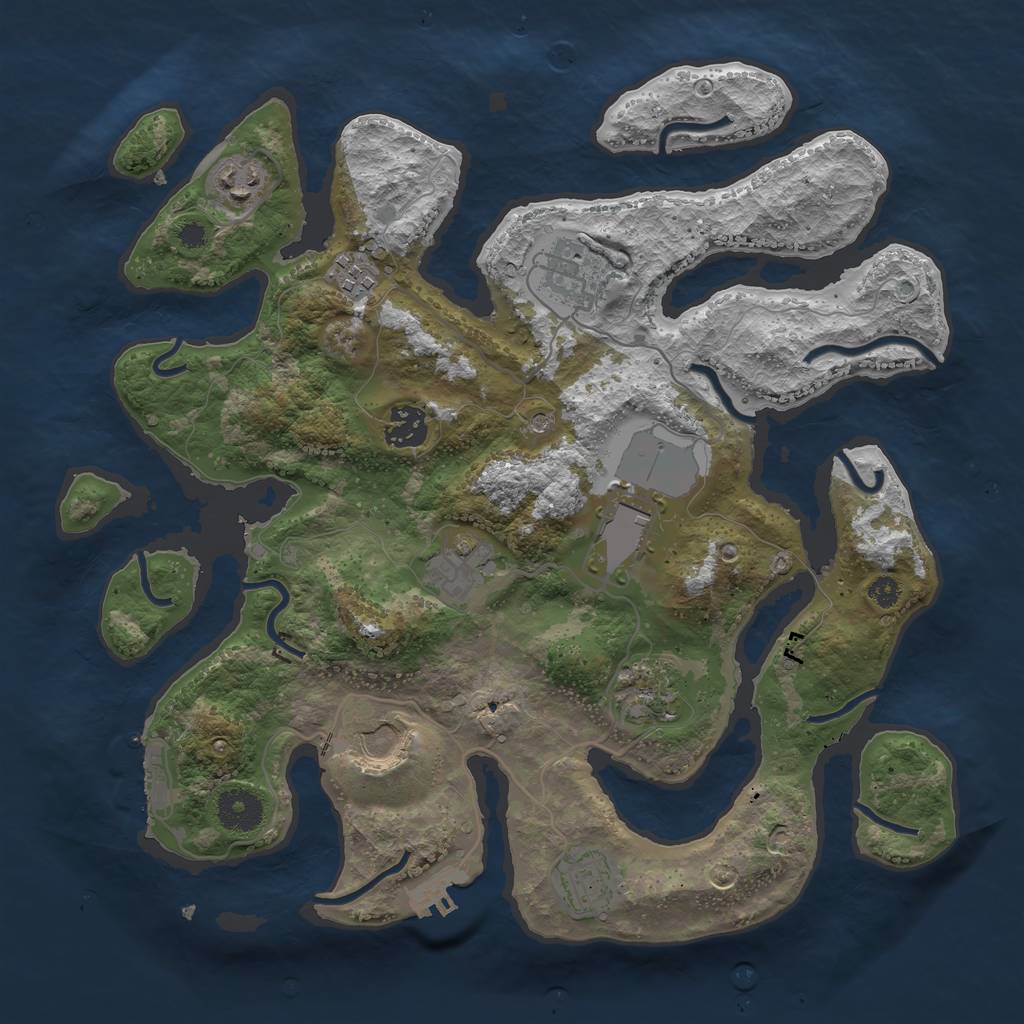 Rust Map: Procedural Map, Size: 3500, Seed: 470397, 14 Monuments