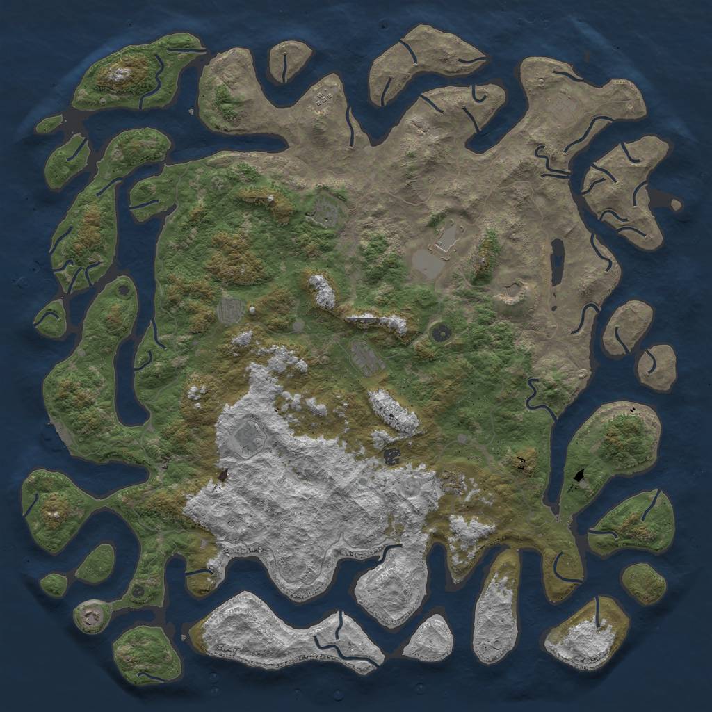 Rust Map: Procedural Map, Size: 6000, Seed: 3800, 15 Monuments