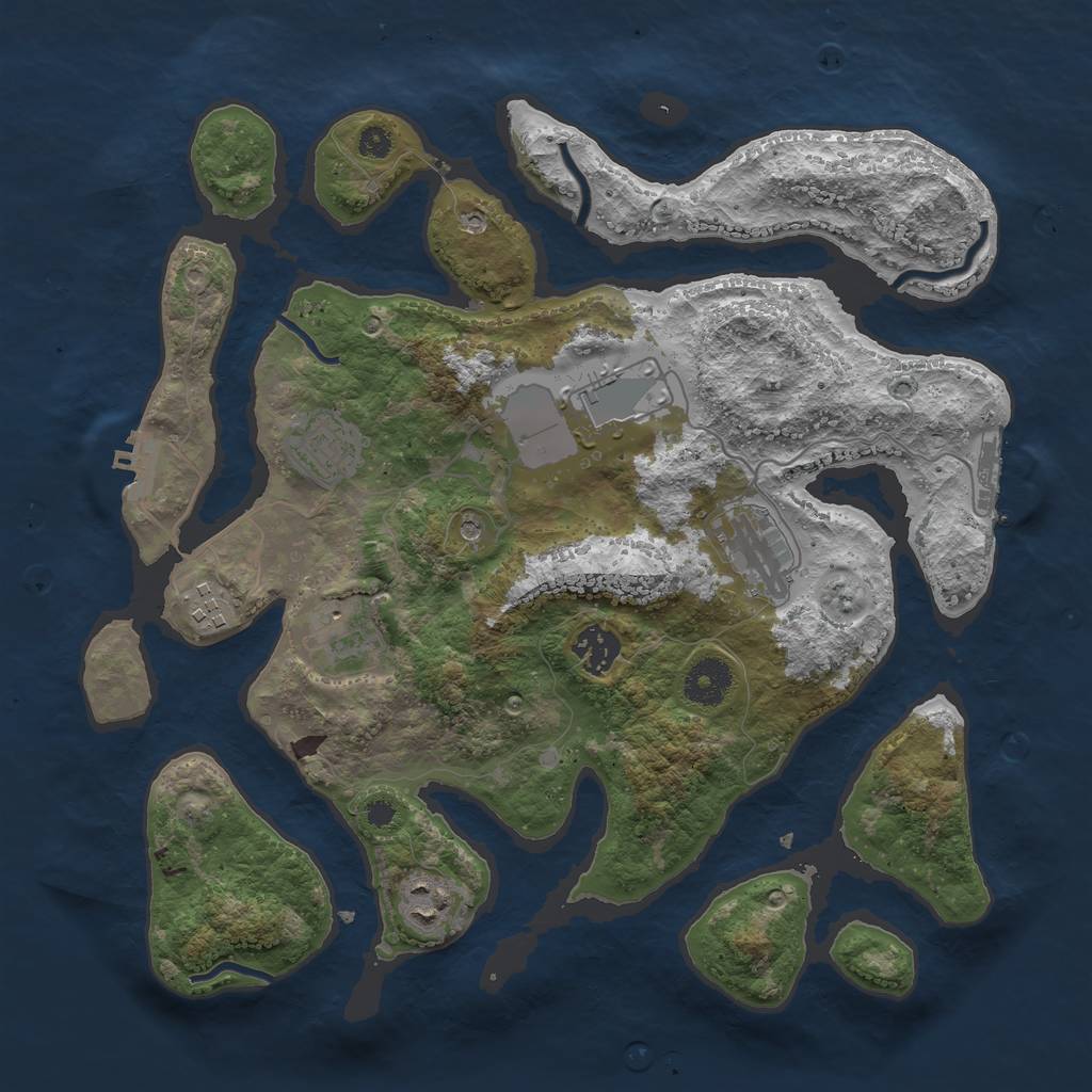 Rust Map: Procedural Map, Size: 3500, Seed: 375212, 12 Monuments