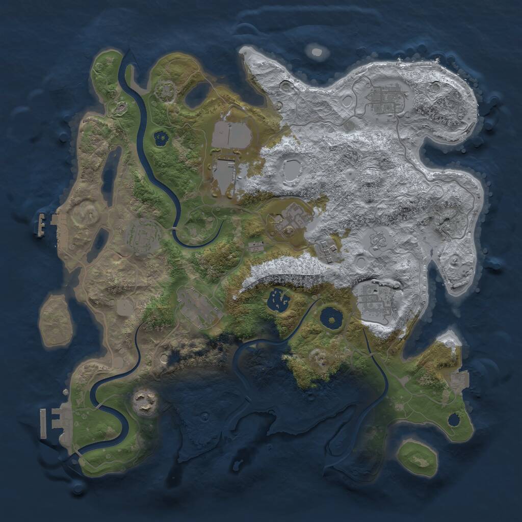 Rust Map: Procedural Map, Size: 3500, Seed: 375212, 15 Monuments