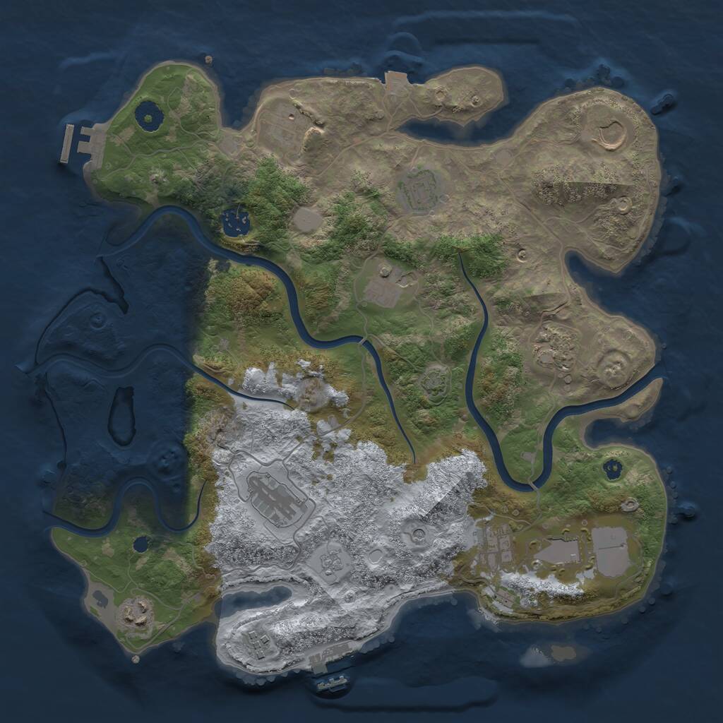Rust Map: Procedural Map, Size: 3750, Seed: 1732526083, 17 Monuments