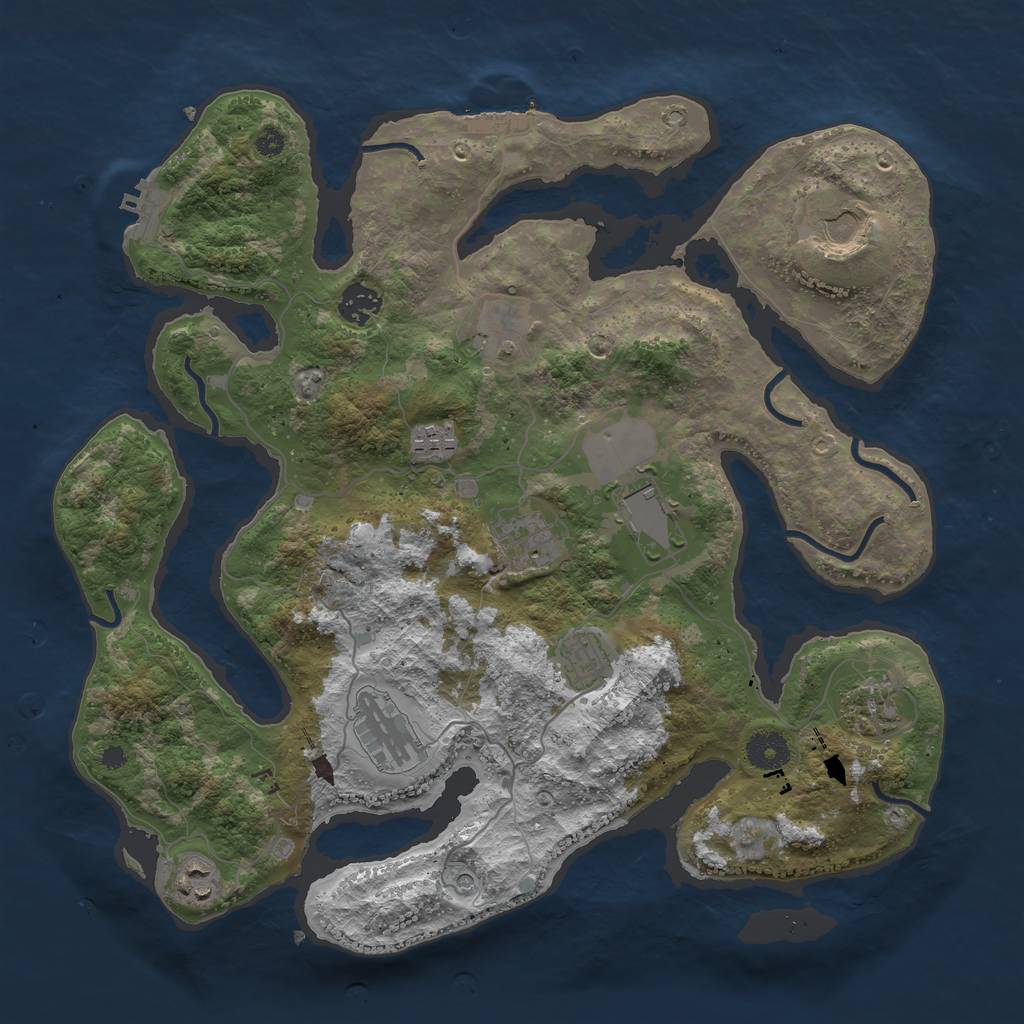 Rust Map: Procedural Map, Size: 3750, Seed: 1732526083, 15 Monuments