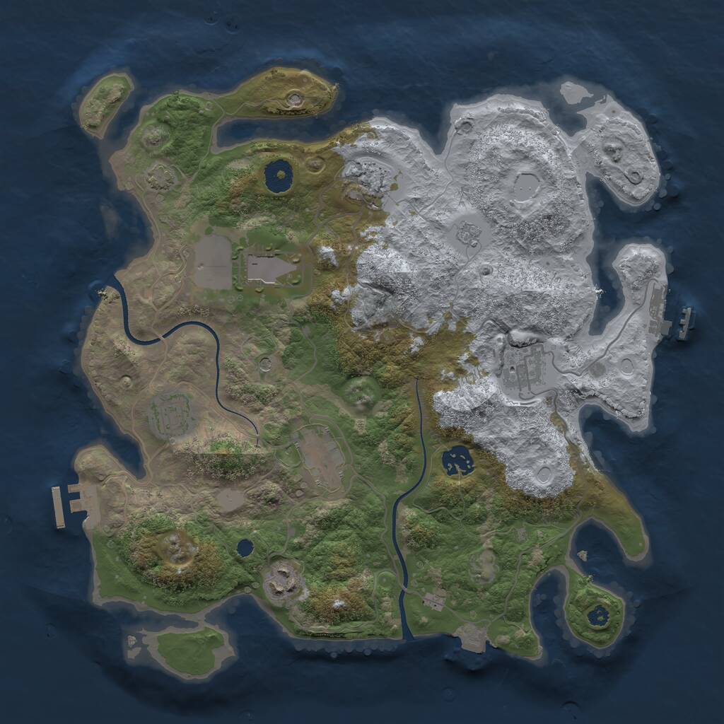 Rust Map: Procedural Map, Size: 3500, Seed: 925786, 13 Monuments