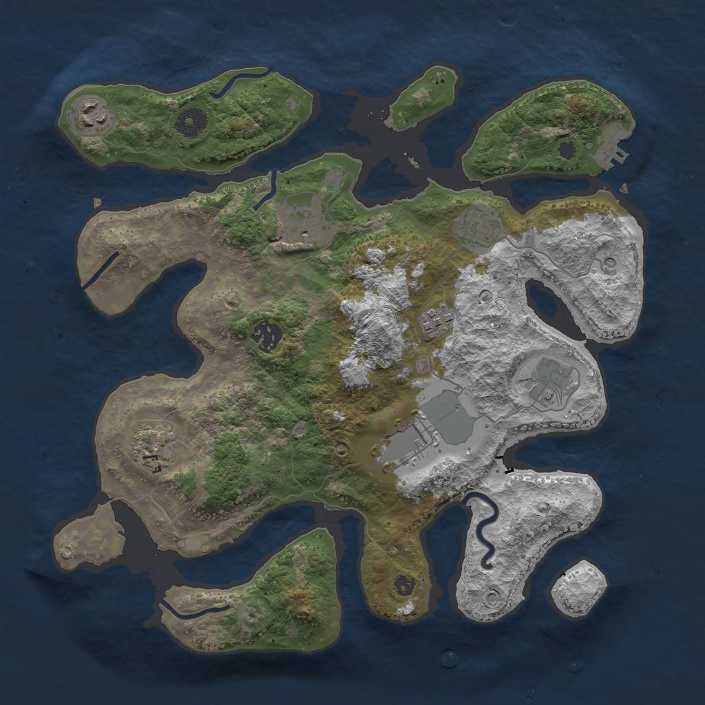 Rust Map: Procedural Map, Size: 3500, Seed: 365179, 12 Monuments