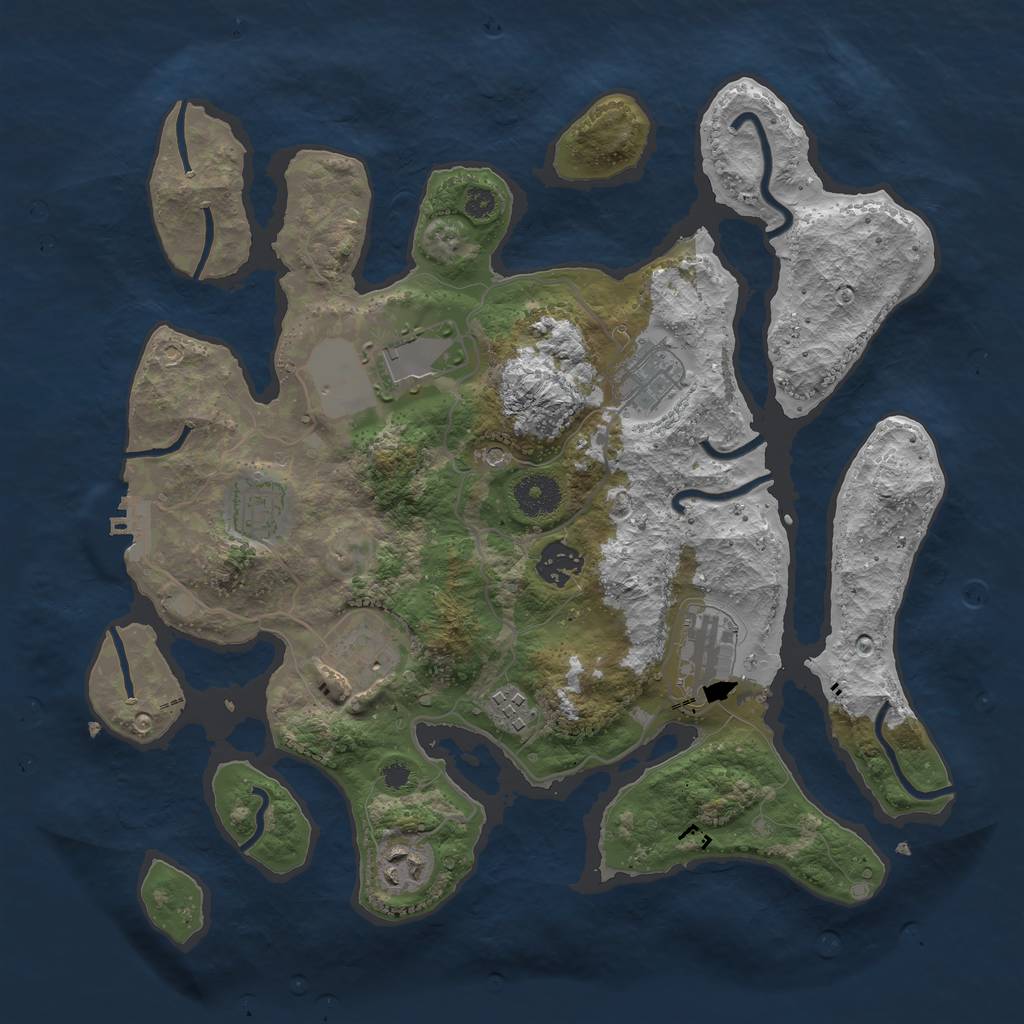 Rust Map: Procedural Map, Size: 3500, Seed: 897235, 12 Monuments